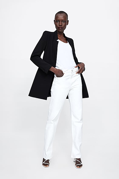 VESTE LONGUE À REVERS INVERSÉS