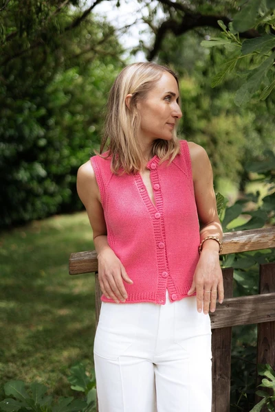 Joli Kit Tricot - Gilet Adèle rose bonbon