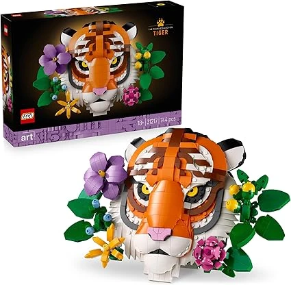 LEGO Art La Collection Faune – Le Tigre - Set De Construction Pour Adulte - Décoration Murale 3D Avec Animal & Fleurs De La Gamme Botanicals - Projet Déco DIY Pour Maison Ou Bureau - Idée Cadeau 31217
