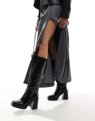 Stradivarius - Bottes à talon et bout carré - Noir