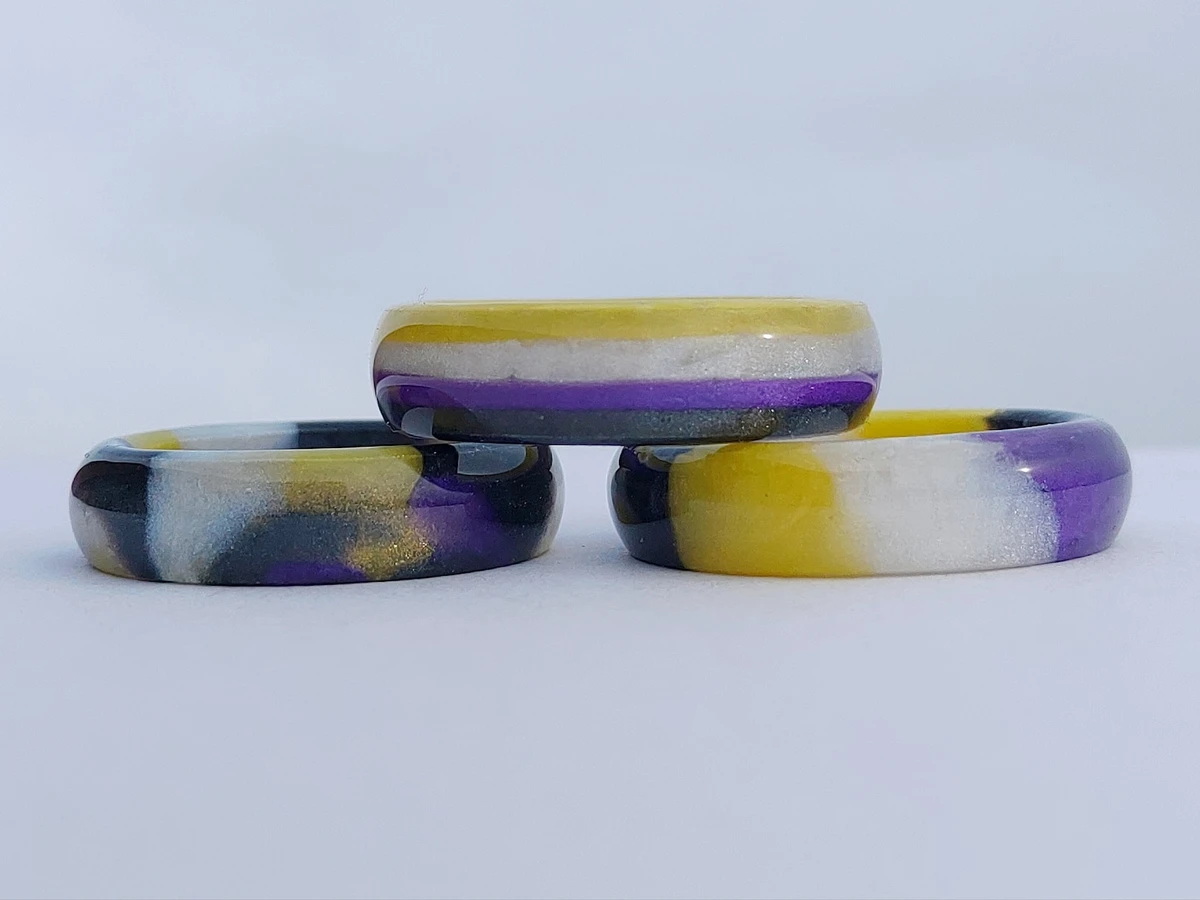 Non Binary Ring - Non Binary Pride Ring - Non Binary Jewelry - Non Binary Pride - Resin Ring - LGBTQ Ring