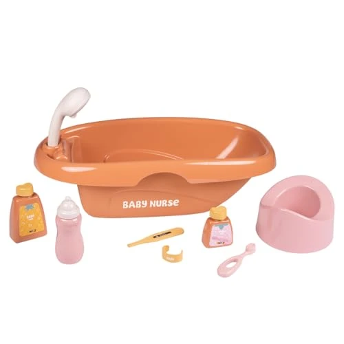 Smoby - Baby Nurse - Set Baignoire Et Accessoires - Nombreux Accessoires - Jouet d'Imitation - Prendre Soin de Son Bébé - Matière Recyclée - A Partir de 3 Ans - Fabrication Française