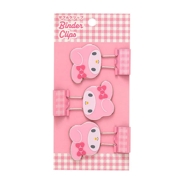My Melody Gingham Binder Clips (Set of 3)