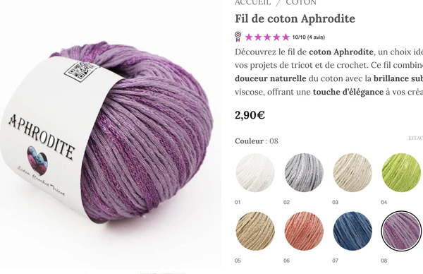 Fil de coton Aphrodite: fils de coton et laine Lidia Crochet Tricot
