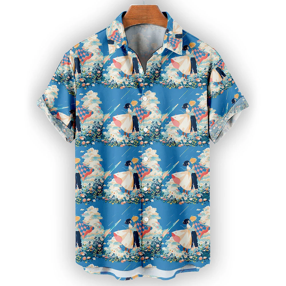 Howl's Moving Castle Hawaiian Shirt – Anime Love Scene Button-Up