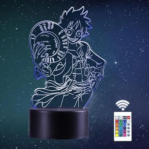 QQAAMZ One Piece Lampe Luffy Veilleuse 3d Illusion Led Tactil Maison Enfant De Decoration Chambre Luffy Sanji Zoro Nami Lampe One Piece Cadeau Lampe De Table Gadgets Cadeau Noel Roronoa Zoro