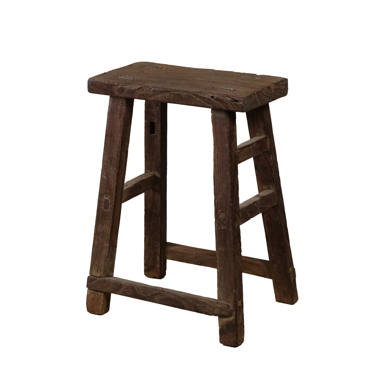 Zao - Tabouret rectangulaire en orme ancien n°4