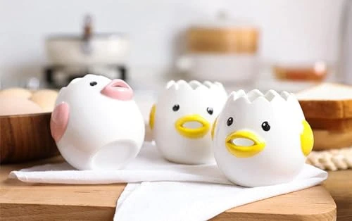 Séparateur d'œufs fantaisie en céramique pour vomissements de poulet, jaune d'œuf, séparateur portable de filtre à œuf, pour cuisine, pâtisserie, gâteau, ustensile d'assistant - Jaune