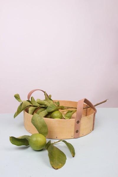 Plateau tamis avec anses en cuirM - 32 cm