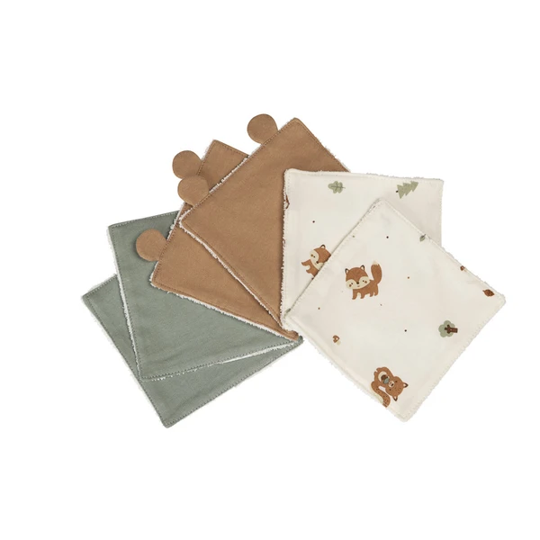 Lot de 6 lingettes lavables 12 x 12 cm en coton Roi des Forêts