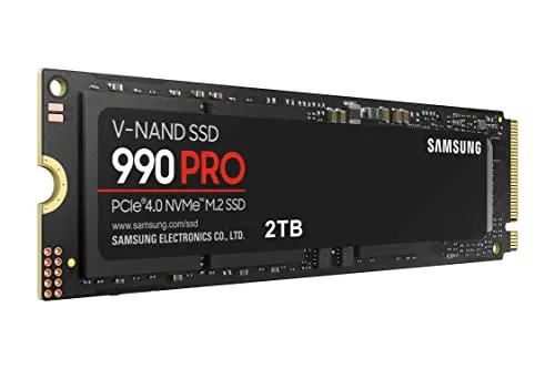 Samsung SSD 990 Pro NVMe M.2 Pcle 4.0, SSD Interne, Capacité 4 To, Vitesse de lecture jusqu'à 7 450 Mo/s, Gestion Intelligente de la Chaleur avec Revêtement en Nickel, MZ-V9P4T0BW