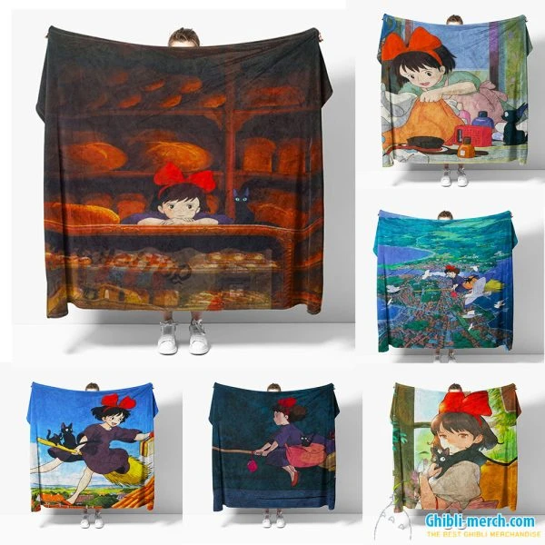 Kiki Blanket Ghibli Fleece Muticolors For Sale (8 Colors) | Ghibli Merch Store