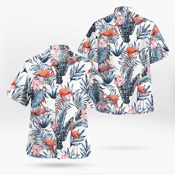 Flamingo Hawaiian Aloha Tropical Lotus Hawaiian Shirt - Tropi Hawaiian Shirts