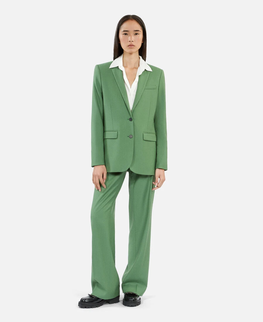 Veste tailleur en laine verte | The Kooples - France