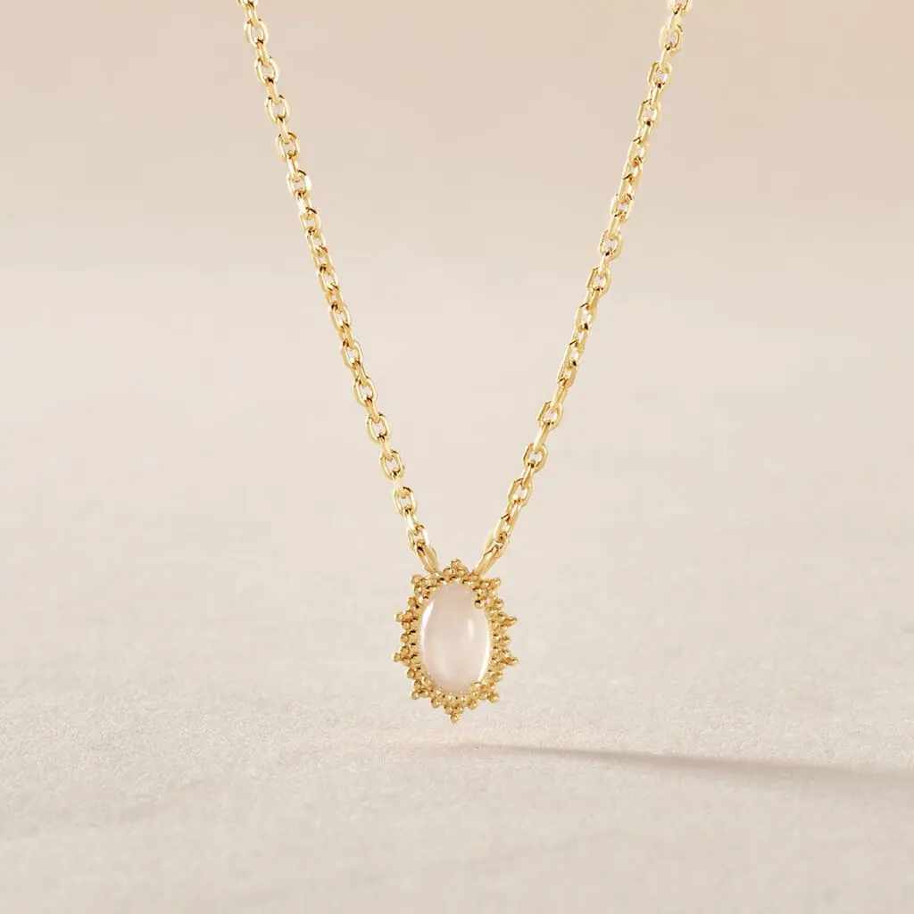 Collier Vintage Love Plaqué Or Jaune Pierre De Lune