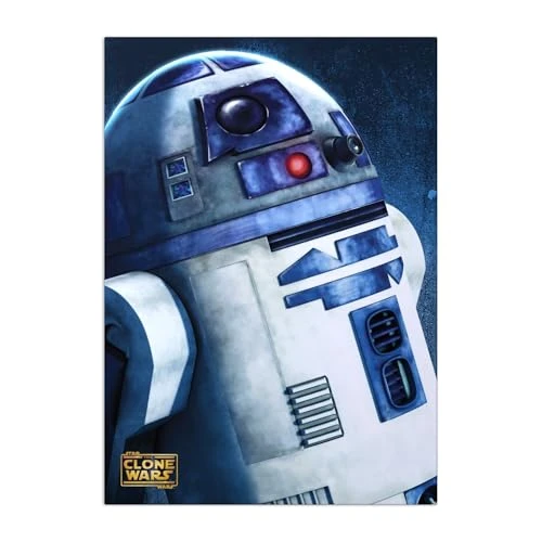 Displate Officiel Star Wars Poster Métallique Fixation Magnétique Licence Officielle Image Affiche de Haute Qualité R2D2 32x45cm