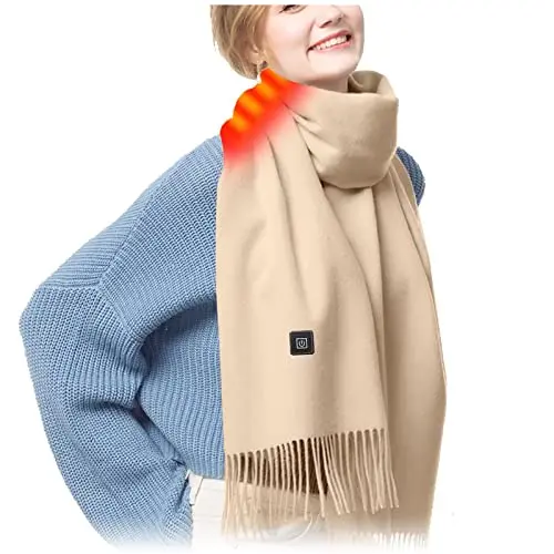 Écharpe Chauffant Électrique, Cachemire Hiver Chaud Écharpe Chauffant pour Femmes, 3 Niveaux de Chauffage, Lavable Châle Wrap Hommes Écharpes Douces pour Autum et Hiver