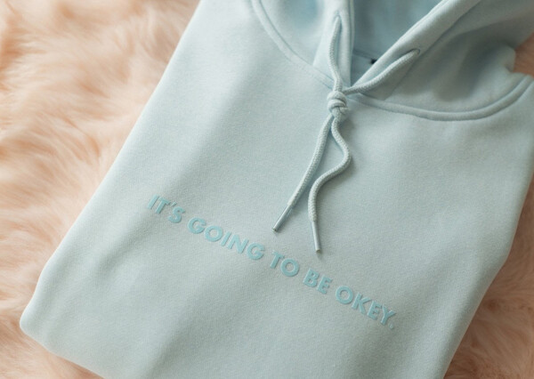 IT'S GOING TO BE OKEY. OVERSIZED HOODIE BABY BLUE