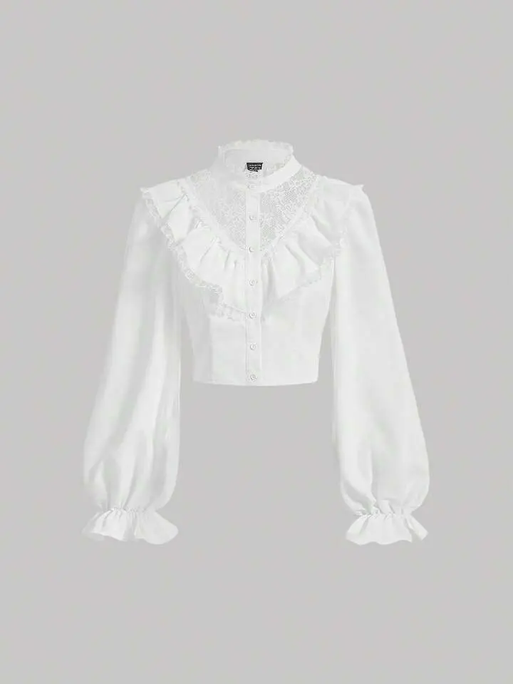 SHEIN MOD Chemise Ã Volants Ã Manche ÃvasÃ©e Ã Bouton