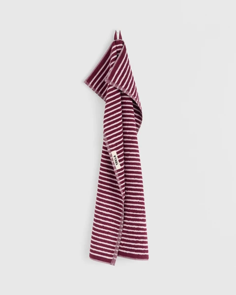 Tekla Fabrics Terry towel – striped – Red and Rose