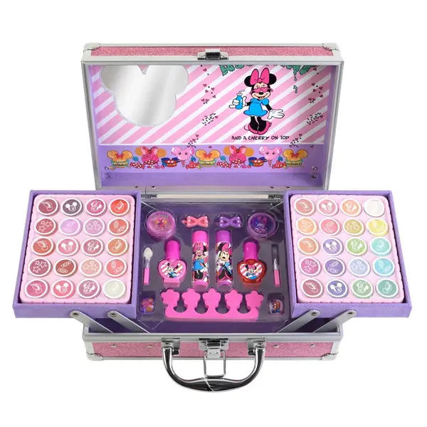 Disney | Minnie Makeup Train case Coffret de maquillage - Coffret de maquillage Disney Minnie Mouse - 53 Unités -