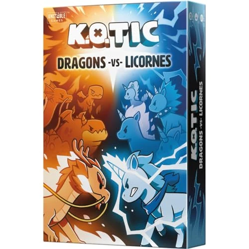 Asmodee K.O. TIC - Dragons vs Licornes - Jeu de Société - De 2 à 4 Joueurs - 8 Ans et Plus - Version Française