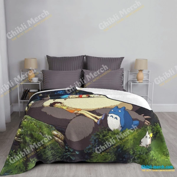 Totoro Fleece Blanket Lightweight For Sale - Ghibli Merch Store - Official Studio Ghibli Merchandise
