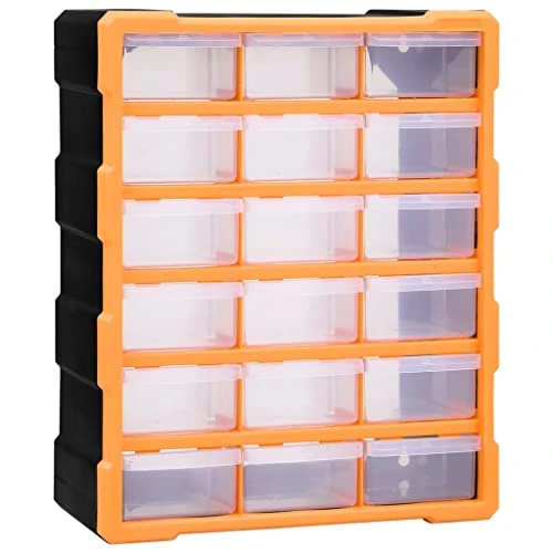 vidaXL Organisateur Multi-tiroirs avec 18 Tiroirs Centraux Armoire de Rangement Unité d'Organisation Boîte à Outils Atelier 38x16x47 cm