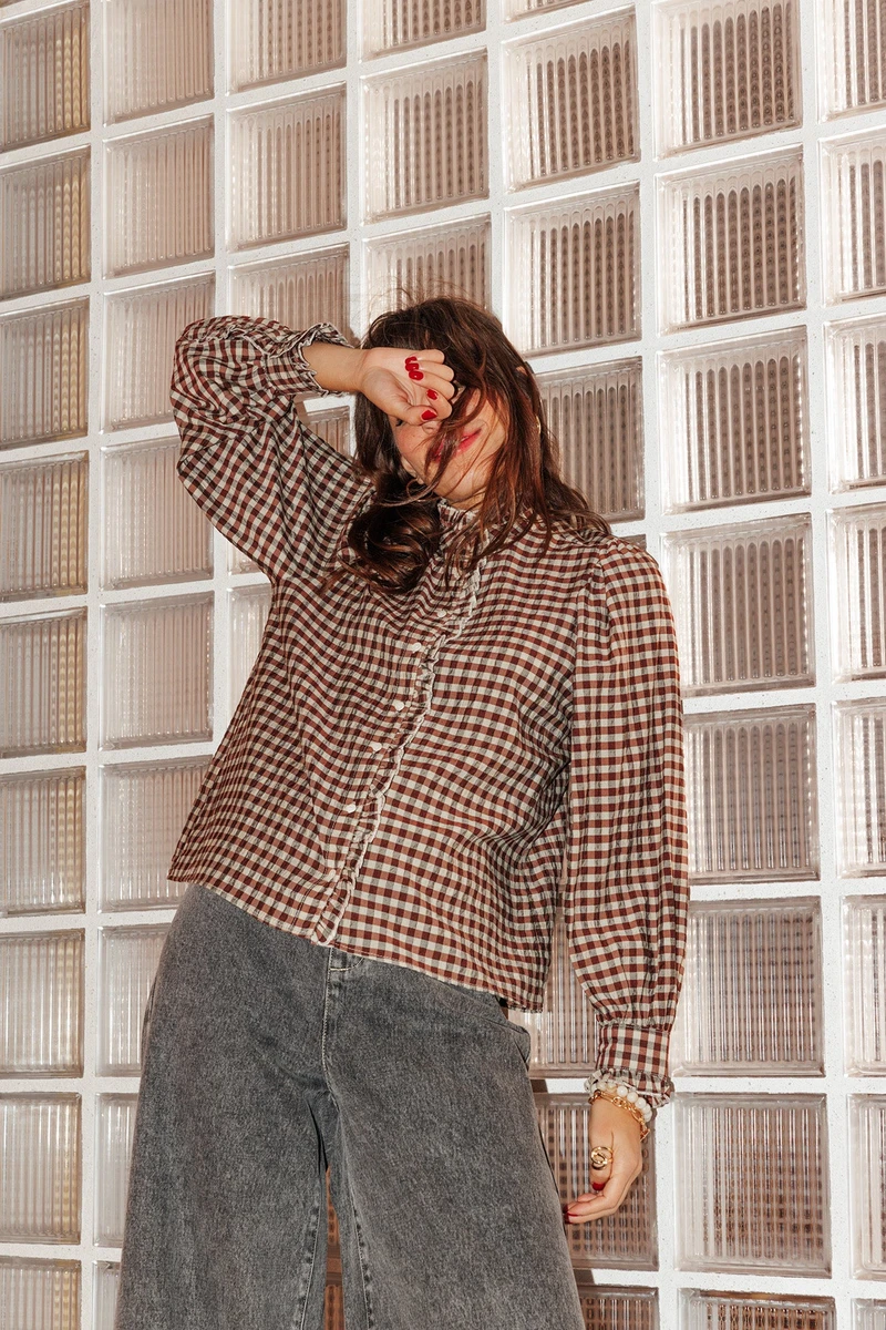 Chemise vichy volantée Femme