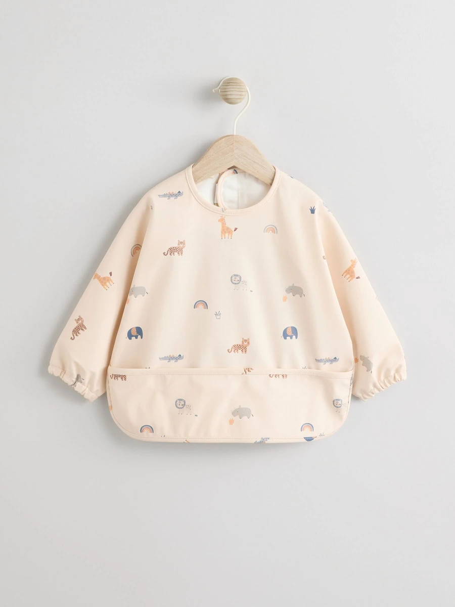 Neutral Mini Jungle Weaning And Feeding Sleeved Bib