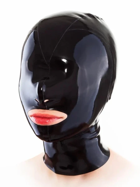 Masque en latex avec fermeture éclair dans le dos et bouche ouverte