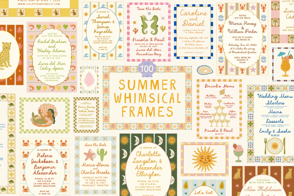 Whimsical Summer Retro Frames Bundle, an Object Graphic by Ayya Studio