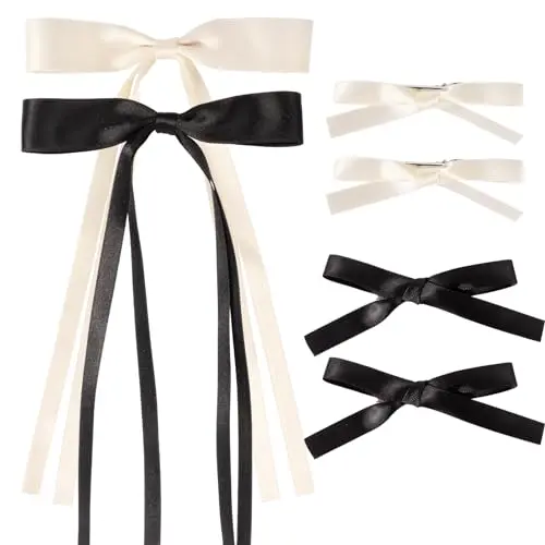 BOFUNX 6pcs Barrettes à Cheveux avec Nœud Papillon,Pince Barrette Cheveux en Satin pour Femme et Fille