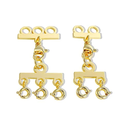 KISSPAT 2 Fermoirs de Collier Superposés en Couches, Fermeture à Ressort Petits Fermoirs Multi-Rangs, 2,3 Brins Séparateurs de Colliers pour Colliers, Bracelets, Bijoux