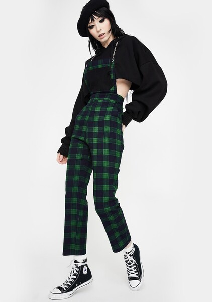 Green Check Chained Overalls
