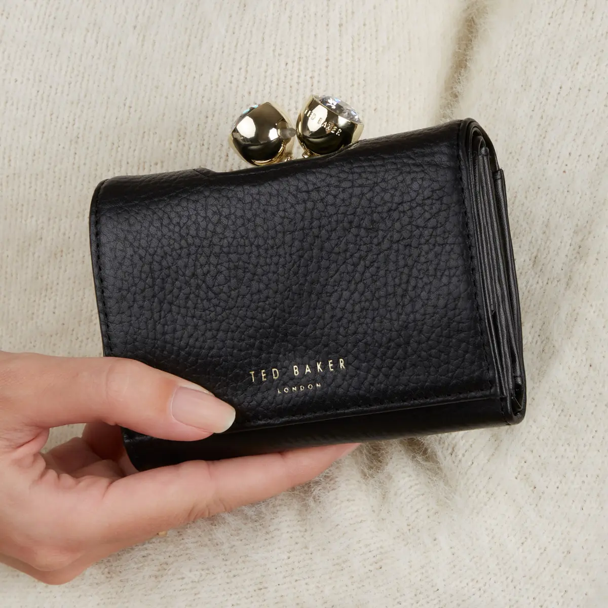 Ted Baker Rosiela Zwarte Leren Drukknop Portemonnee TB273565B