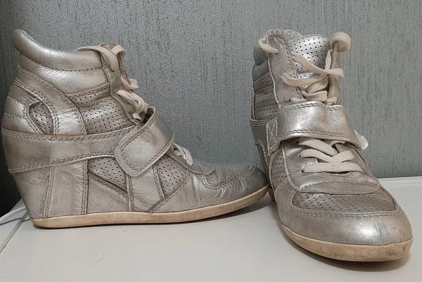 Sneakers pelle argento zeppa interna Ash numero 39