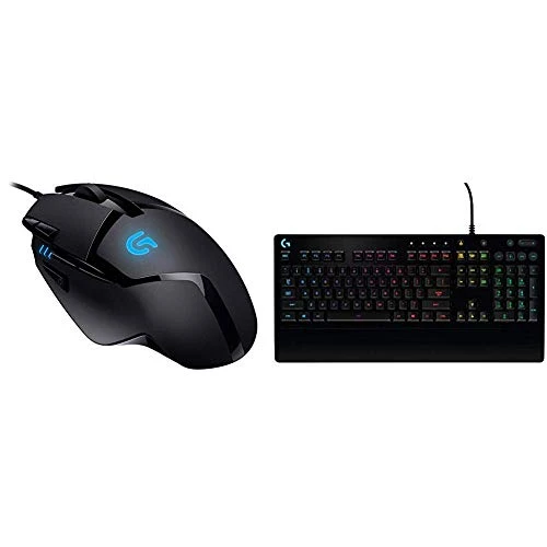 Logitech G402 Hyperion Fury Souris Gamer Filaire (8 Boutons Programmables, Idéale FPS, Compatible PC/Mac) + Logitech G213 Clavier Gamer Prodigy, RVB, Rétroéclairé - Clavier Gaming AZERTY Française