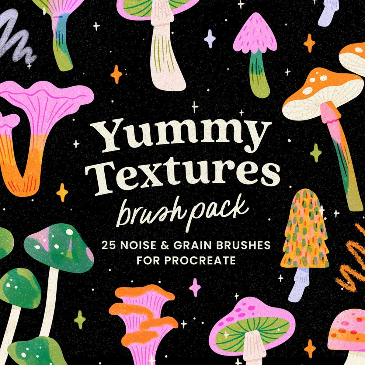 Procreate Yummy Textures: Noise, Grain and Gouache Brushes