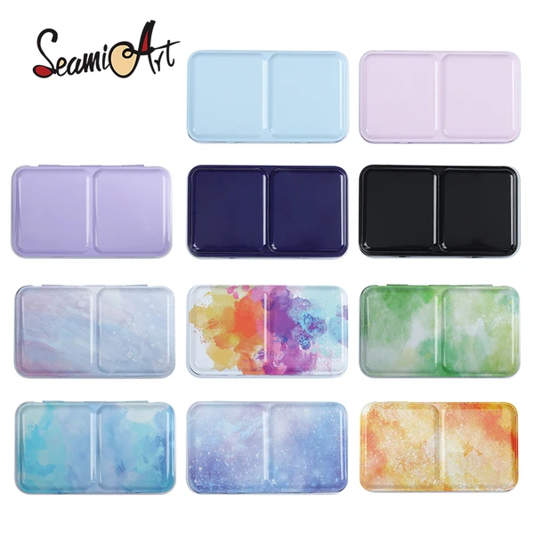 0.5€ 82% de réduction|Seasiart – Plateau À Aquarelle Demi-casserole, Boîte En Fer Blanc, Palette Vide, Rangement De Peinture, Boîte Pour Fournitures De Peinture - Palette Cas - AliExpress