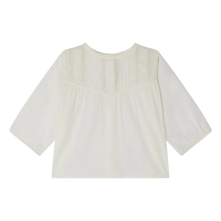 Blouse Chloé à broderies et dentelle | Ecru