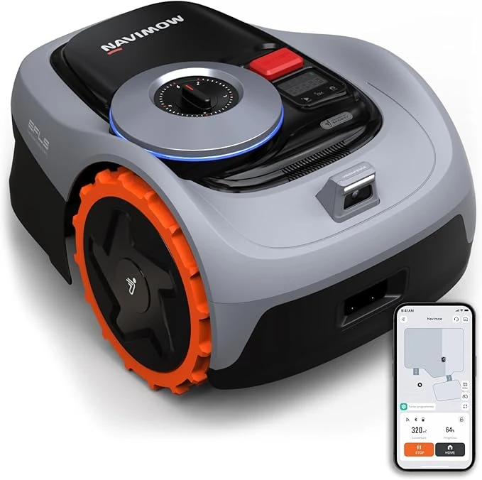 Navimow i105E Robot Tondeuse sans Fil périphérique, Recommandé 500 m², Max. 600 m², RTK+Vision Tondeuse Robot Gazon, IA cartographie Automatique, Limite virtuelle, Gestion multizone