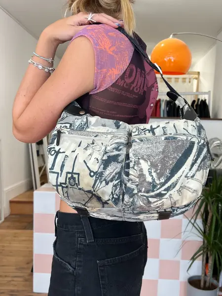 90s Cavalli graffiti bag — Nude Lagoon