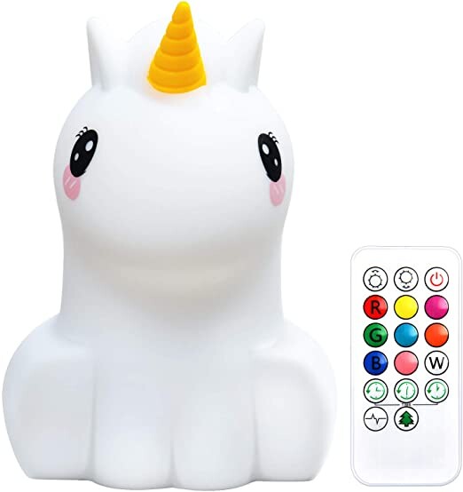 Veilleuse LED Veilleuse Lampe de Chevet Night Light Enfants, Recharge USB, Télécommande et taper pour change couleur, Réchauffe Chambre Lumières Cadeaux De Noël (Licorne) : Amazon.fr: Luminaires et Éclairage