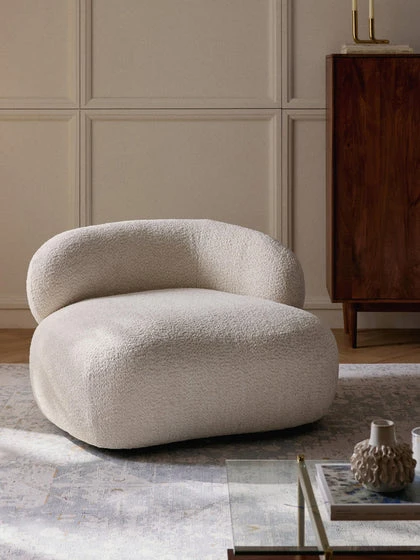 Fauteuil lounge en peluche-bouclette Alba