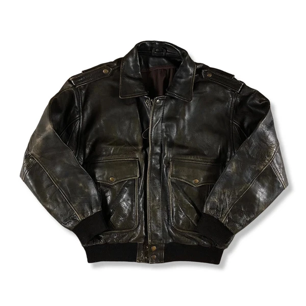 Mac Douglas veste en cuir épaisse vintage taille M / L