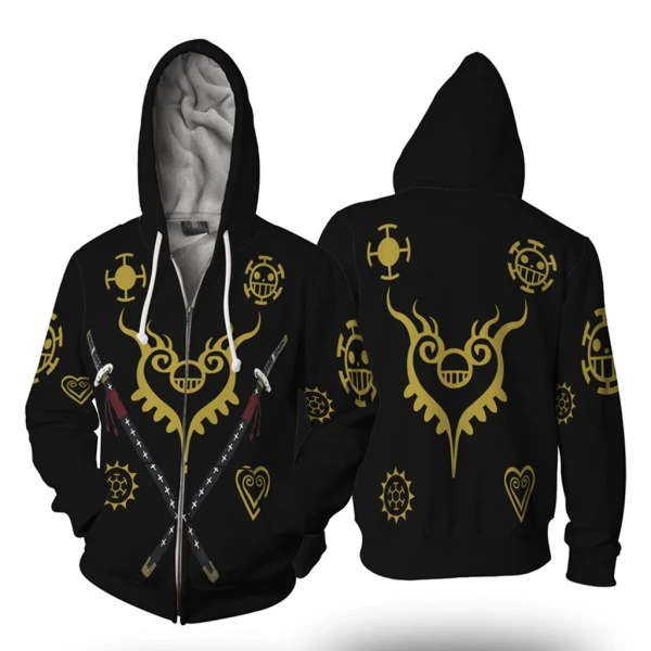 Trafalgar Law Tattoo Black Zipper Hoodie
