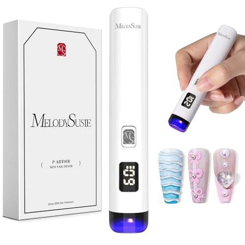 MelodySusie Lampe UV Ongles Gel, Mini Rechargeable Lampe UV Sèche Ongles avec 2 Minuteries, Séchage Rapide, Lampe à Ongles Professionnel avec Affichage LED à Capteur Automatique (blanc)
