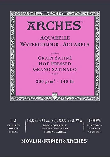 ARCHES - Bloc Enc 14,8 x 21 12H Aquarelle 100% Satin 300g Blanc Nat (A1795095)
