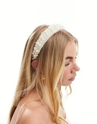 Pieces - Bride to Be - Serre-tête rembourré orné de perles - Blanc